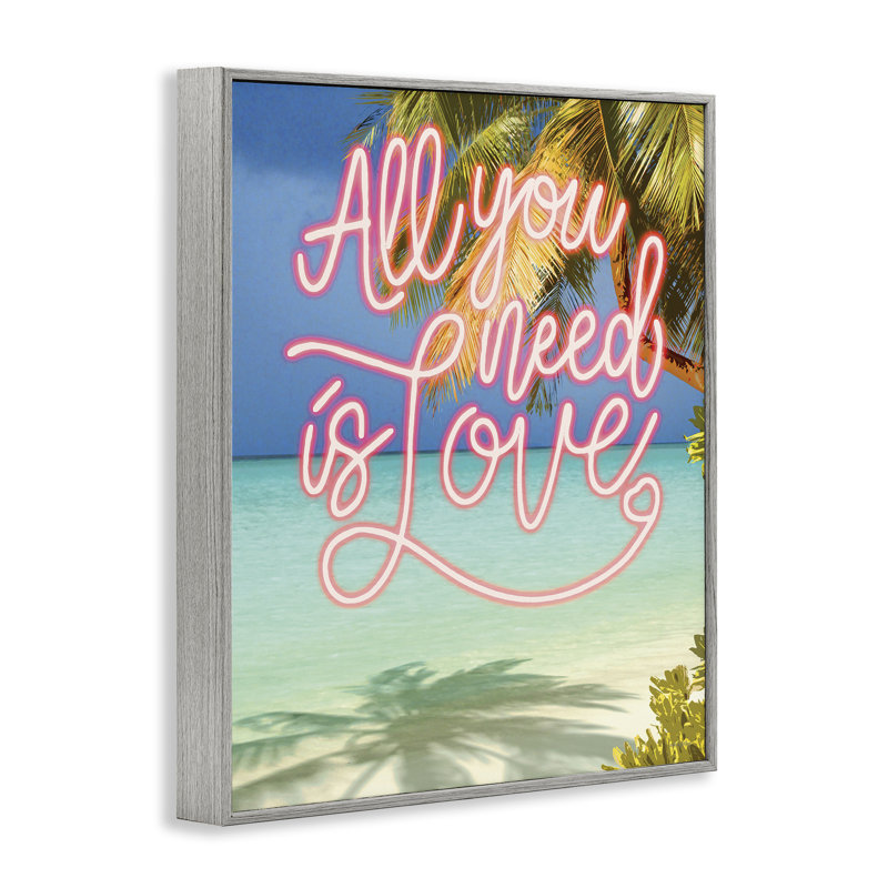 «Tropical All You Need Is Love», giclée encadrée par Amber Sterling, H 14 po x l 11 po, Estampe numérique Farmhouse