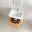 Meuble-lavabo flottant mural en céramique blanc 24 po, pré-assemblé, noyer naturel, bords arrondis, option de rangement pour salle de bain intelligente-121114140