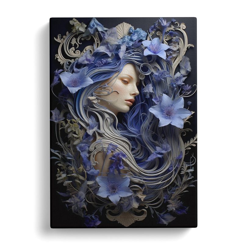 Bluebell Flower Rococo - No Frame Print, 76cm H x 50cm W x 3cm D