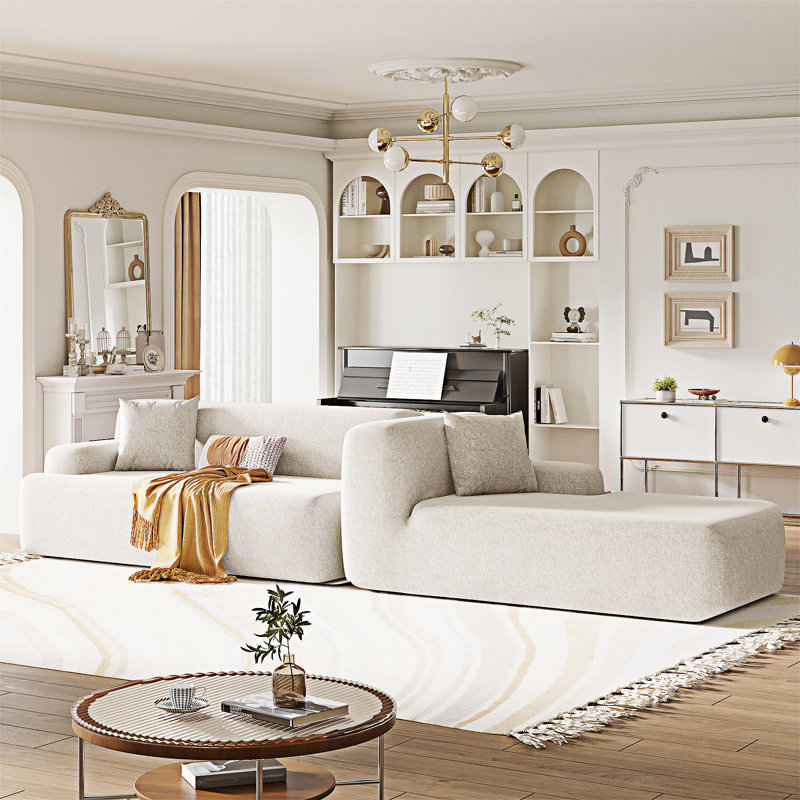 L-Shape Modular Sectional Sofa, Beige
