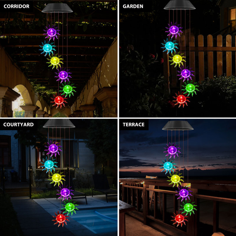 Soleil solaire carillons éoliens décoratifs de Noël basse tension intégrés