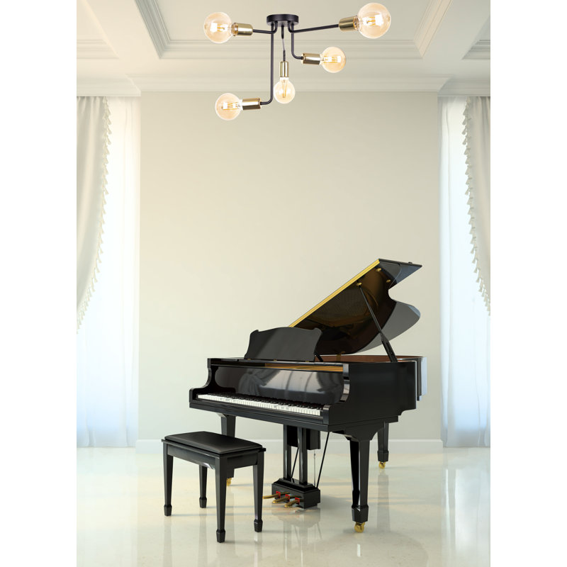 Aiello Semi Flush Mount, Black/Gold