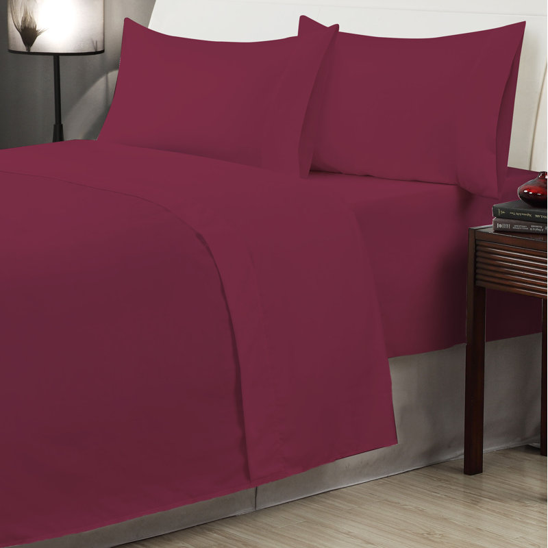 Billie Microfiber Sheet Set, Twin XL, Burgundy