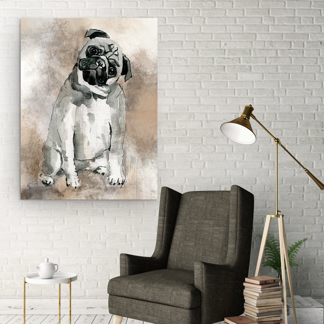 'Sketchy Study Pug' by Carol Robinson Painting Print on Wrapped Canvas Wrought Studio™
