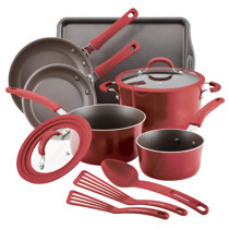 12 PC Red Non Stick Cookware Set with Cooking Utensils – R & B Import