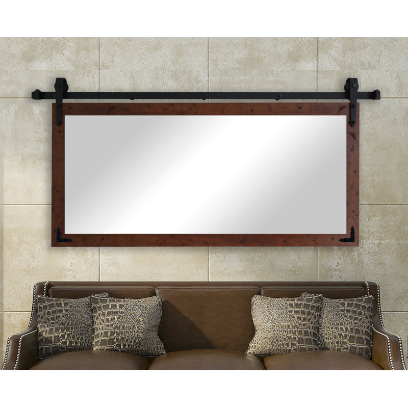 Neace Wood Wall Mirror, 38" H x 71" W, Rustic Dark Walnut