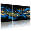 Cités et pays «Blue Waves Golden Trees Cityscape Park», ensemble de 3 impressions sur toile-1110105886