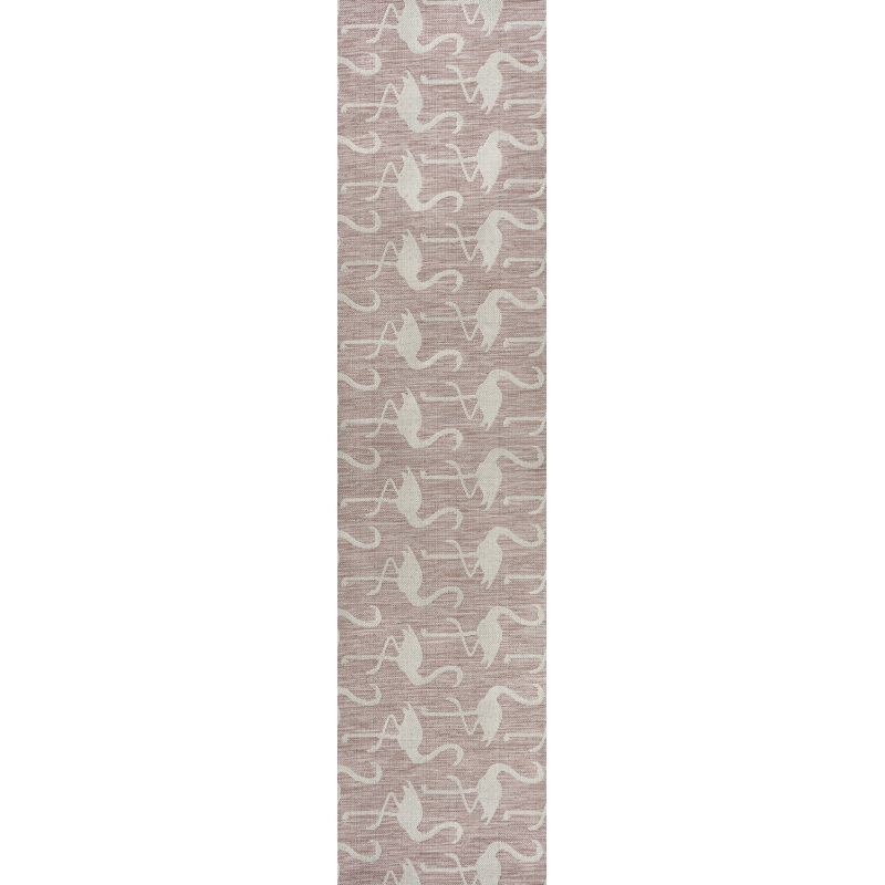 Tapis d'intérieur / extérieur rose / crème deux tons Cindia, Tapis de couloir 2 pi x 7 pi 10 po