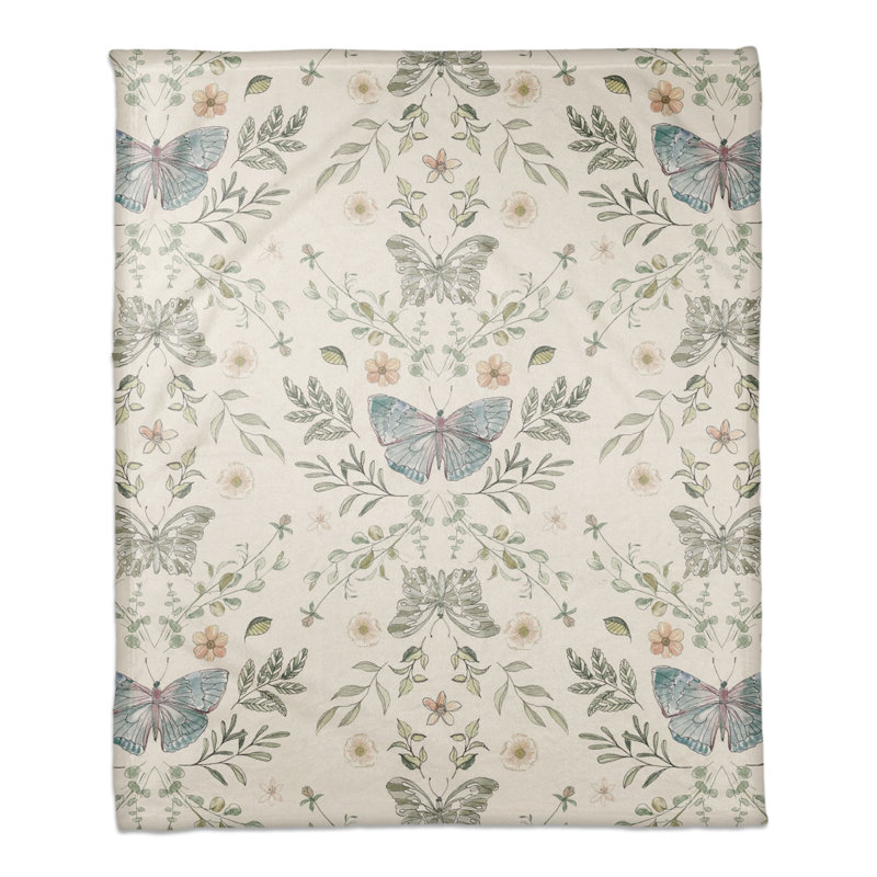  Jeté en molleton papillon, Blanc