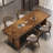 Brown Rectangular Solid Wood Dining Table-245076223