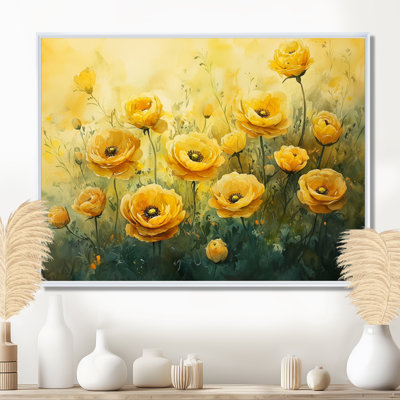 «Ilyn Summer Ranunculus Flowers In The Country Side III - Ranunculus, art mural sur toile