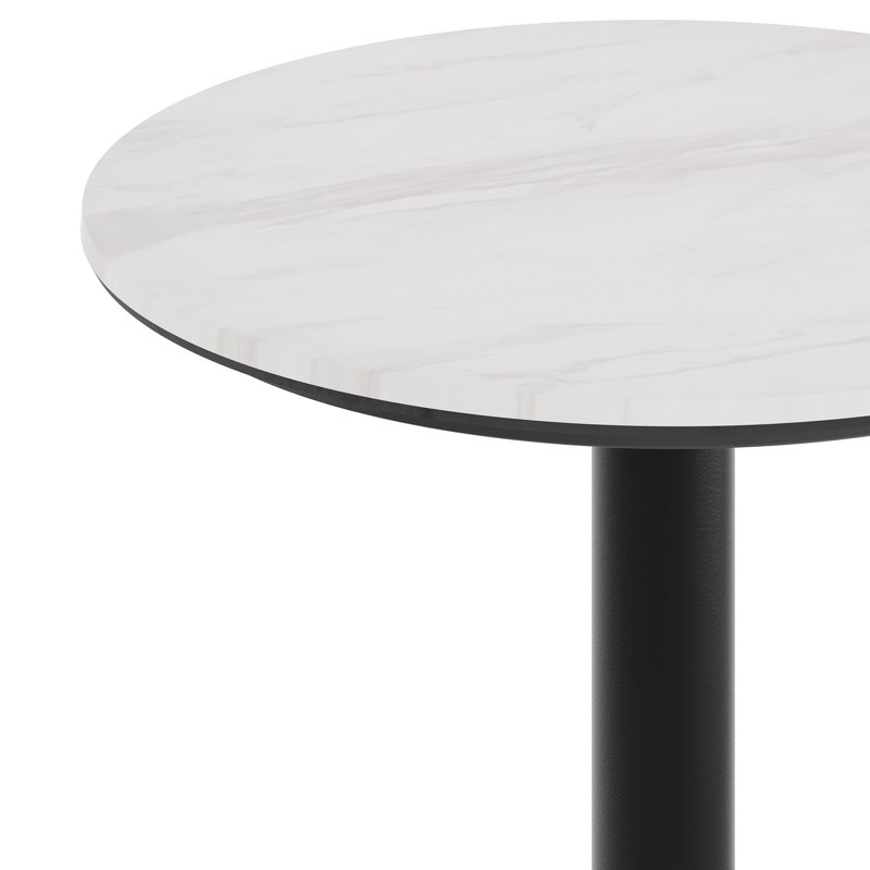 Commercial Seamless Surface Tabletop with Table Height Round Base, 29.5"H x 23.5"L x 23.5"W, White