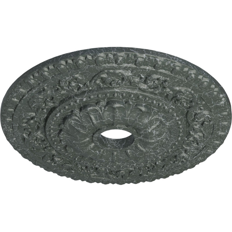 Médaillon de plafond Endurathane Vaduz, DE 23 1/2 po x P 3 1/2 po x P 2 1/8 po (convient aux auvents jusqu'à 3 1/2 po), fini craquelé vert athénien peint à la main