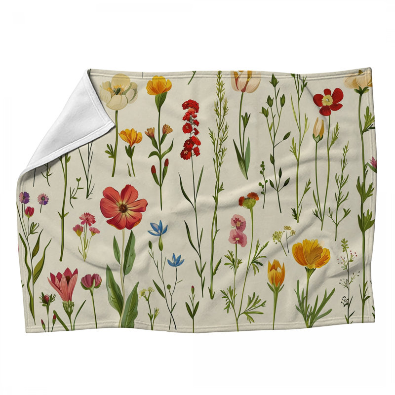 Jeté polaire Wildflowers - Jeté à plantes pour canapés ou lits, L 50 po x L 60 po