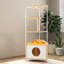 Tour d'angle pour chat, arbre à chat avec poteau à griffer, maisonnette pour chat avec poste d'alimentation et plateformes d'escalade, meubles pour animaux domestiques pour chats