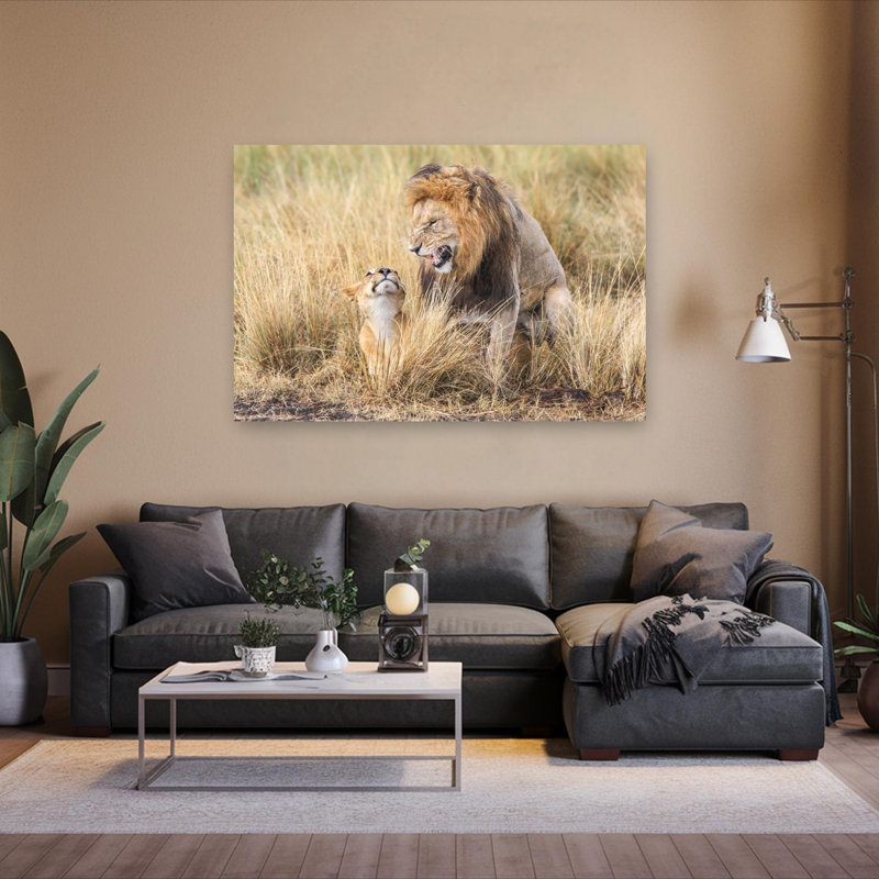 Art mural Lions Intense Moment, 40" H x 60" W