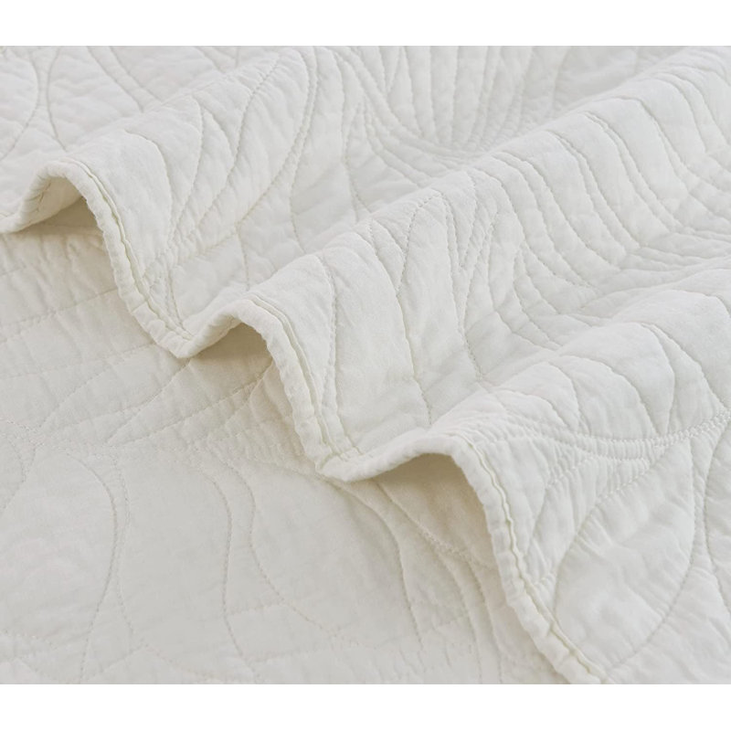 Linden Cotton Floral Quilt, Ivory, Queen Quilt + 2 Standard Shams