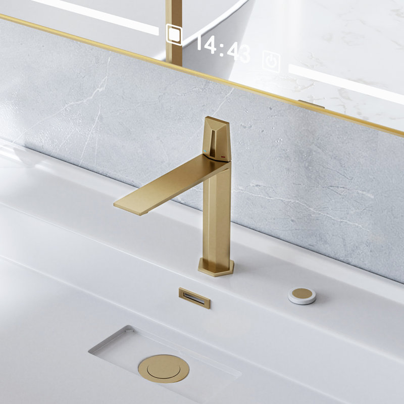 Single-Hole Single-Handle Bathroom Faucet, Fresh And Modern Tall Faucet, Gold