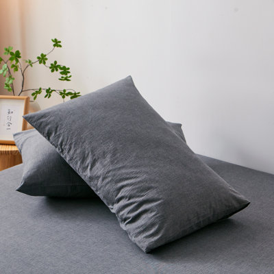 XINMIANFANG 100% Washed Cotton Pillowcases Linen Textured Natural Wrinkle Pillow Shams Set of 2 Comfy Breathable Durable