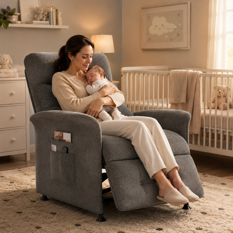 32"W Power Recliner Chair with Heat & Massage, Reclining Sofa with Remote Control and 3 Side Pockets, Easy Assembly Sleeper for Living Room