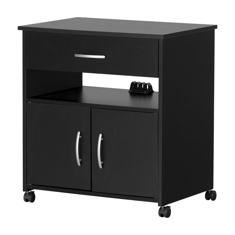 Axess 29.13'' H x 23'' W 1 Printer Stand with Wheels, Pure Black