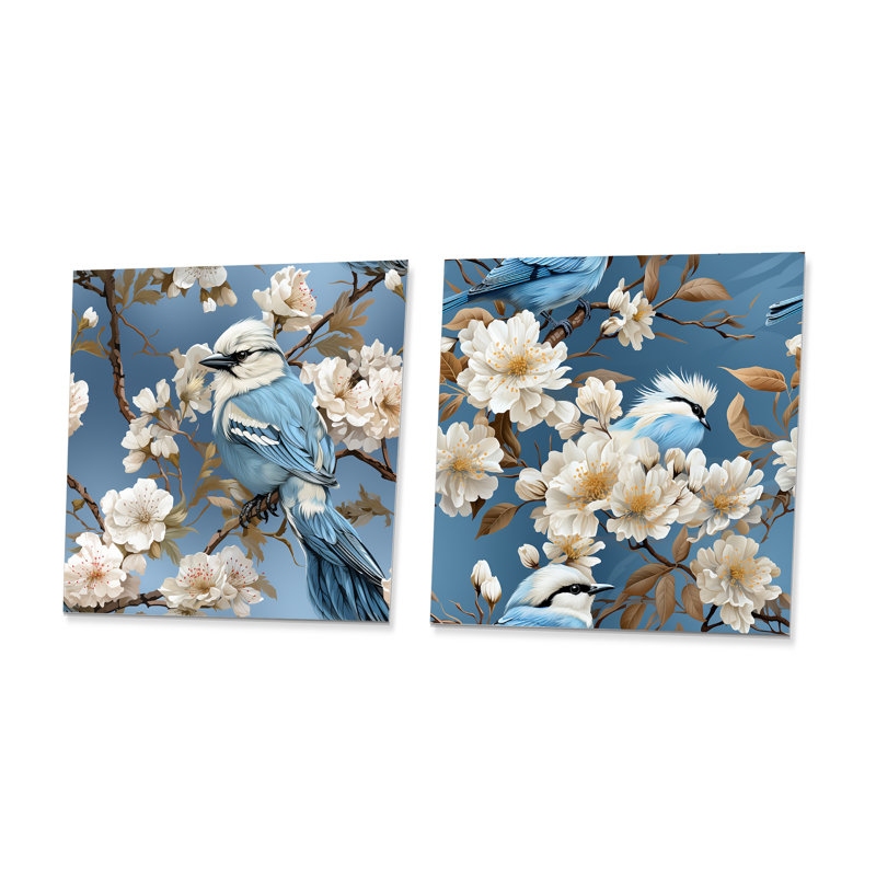 Luce - Ensemble de 2 carrés à motif floral en métal, H 16 po x l 32 po