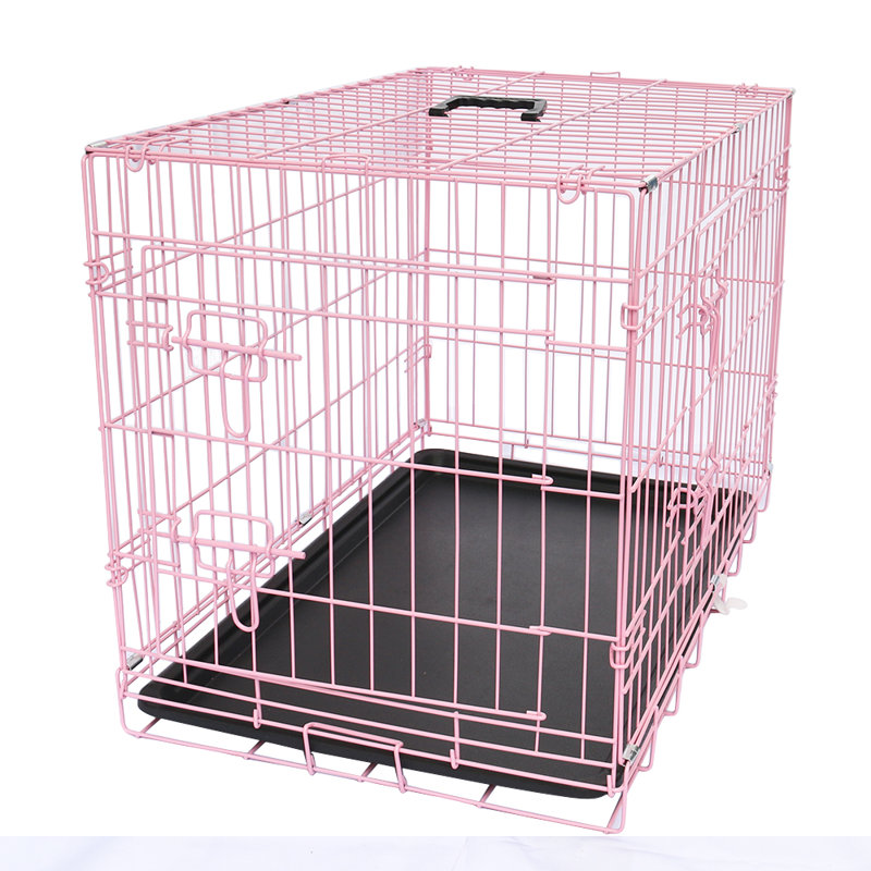 Branford Pet Puppy Cage Dog Animal Crate Foldable Transport Carrier with Tray, Black, 63cm H x 91cm W x 57cm D