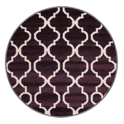 Machine Washable Trellis Brown Area Rug