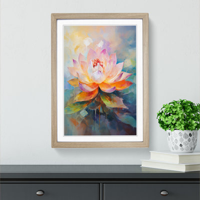 Lotus Flower Gestural No.2 - Single Picture Frame Print on Wood