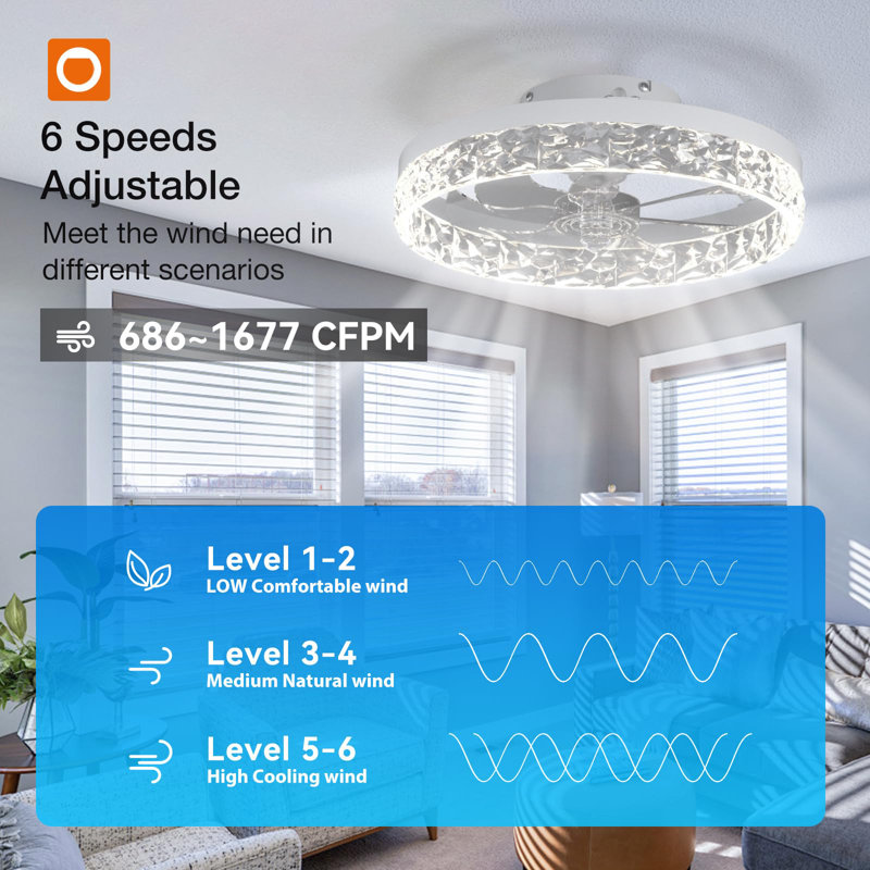 16'' Smart LED Ceiling Fan with Light and Remote APP Control, White