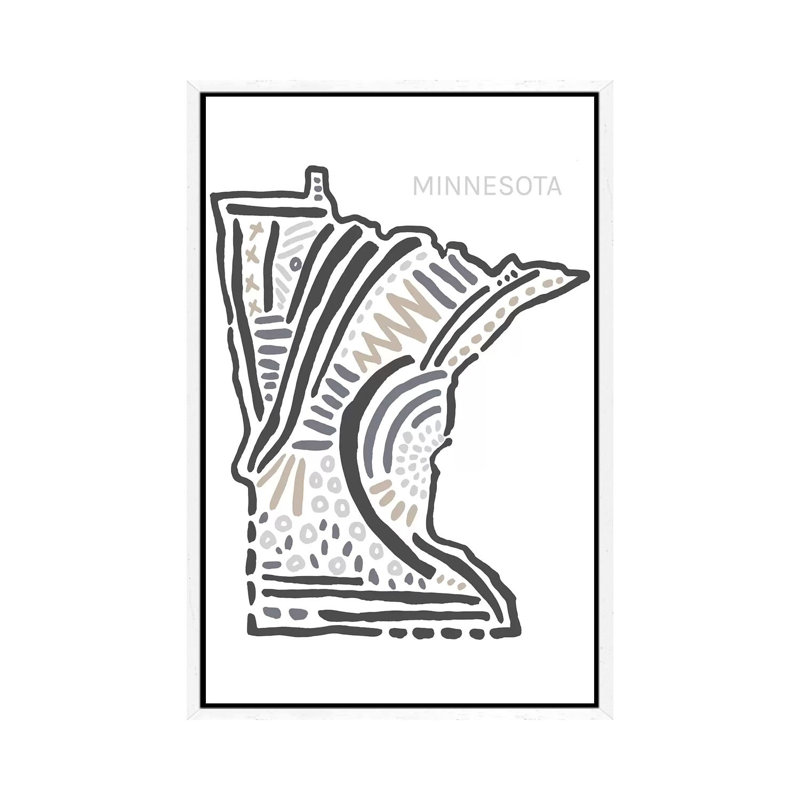 Minnesota 1 Piece Wall Art on Canvas, 66.04 cm H x 45.72 cm W, White Framed