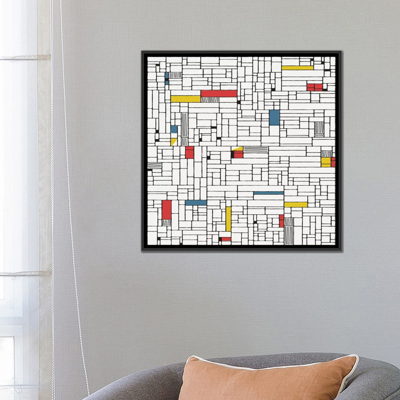 « computer grid », impression sur toile, H 18 po x l 18 po x P 1,5 po, Toile avec cadre noir, Pas de tapis
