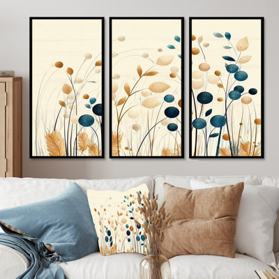 Whispers Of Spring In Minimalist Prairies II - Abstract Botanicals Wall Décor Set