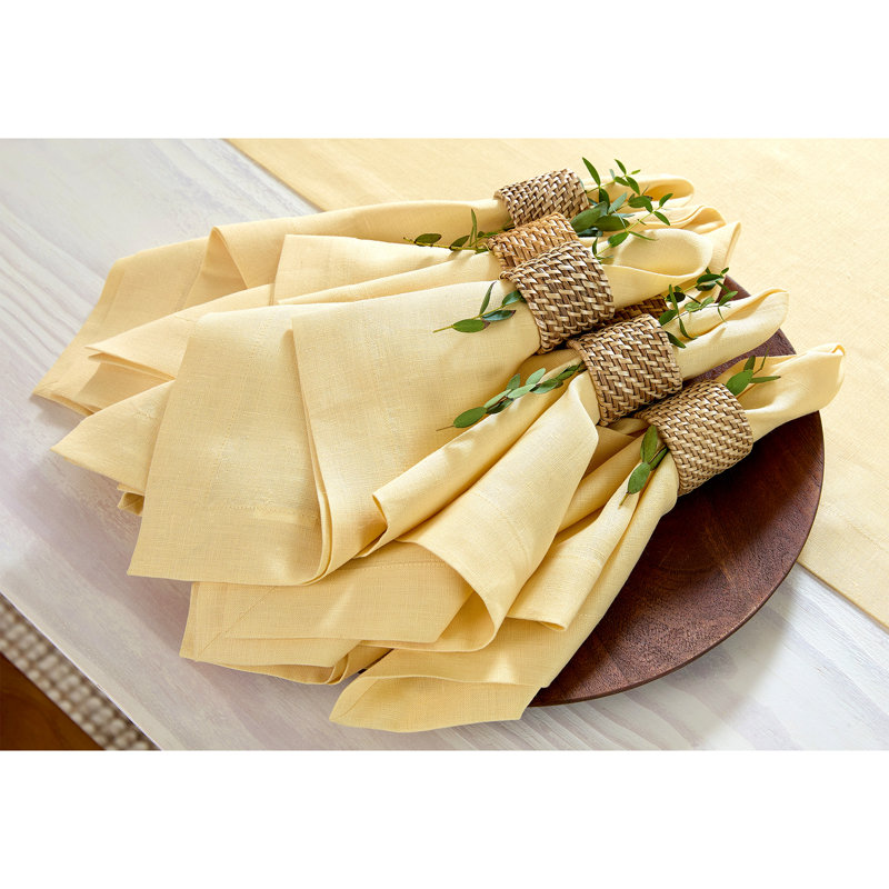 100% Pure Linen Dinner Napkins - Fete, Golden Straw