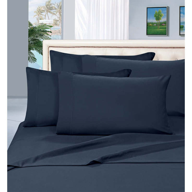 Ensemble de draps en percale 1500 fils, Complète, Bleu marine