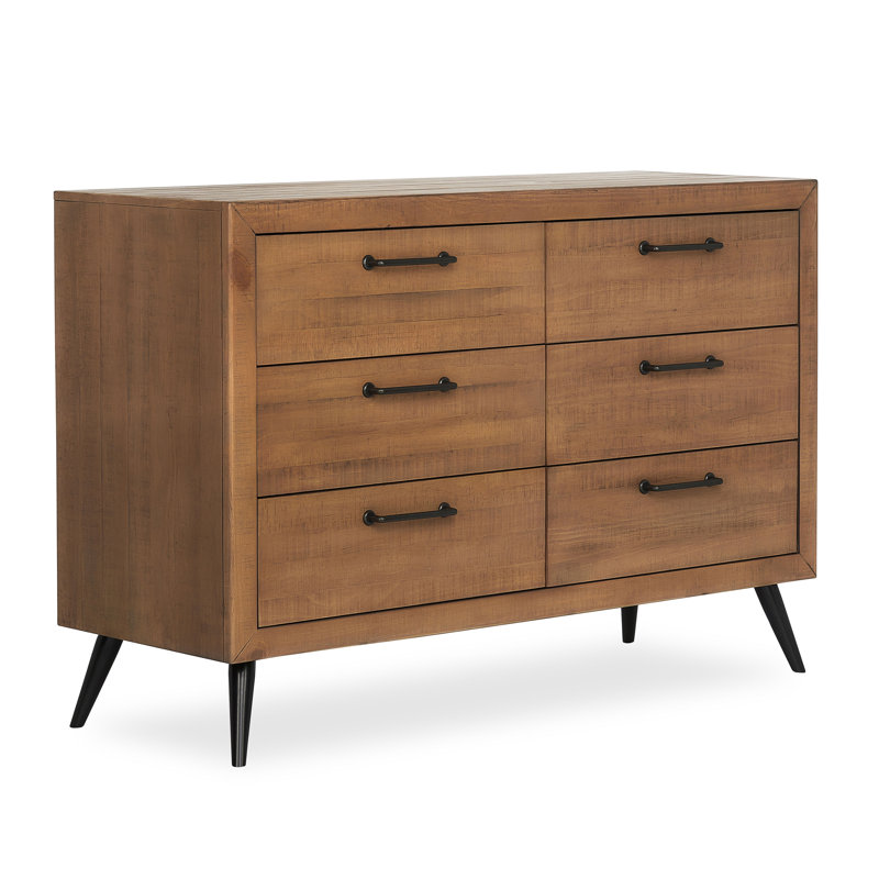 Stilnovo Kids 6 - Drawer Dresser, Sugar Cane/Black