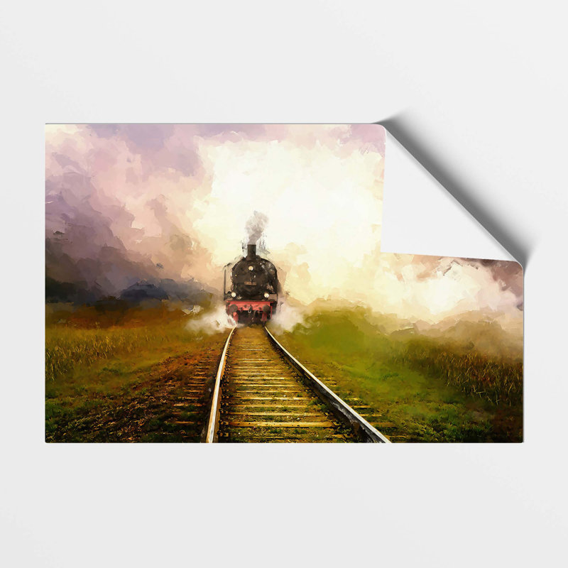 Steam Train upon the Tracks - Frameless Print, 21 cm H x 29.7 cm W