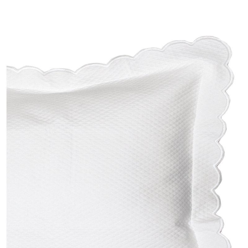 Taie décorative brodée Isabel, Standard, Blanc