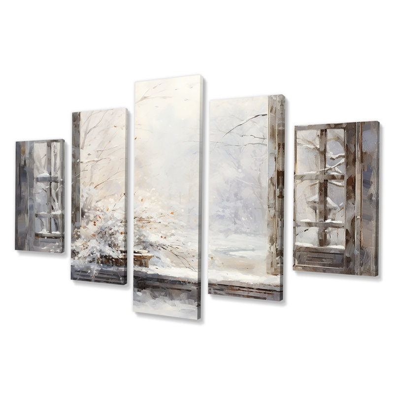  «Snow By The Winter Window View II - Japon, art mural multi-panneaux