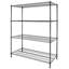 Tablettes de rangement robustes en acier noir foncé à 4 niveaux réglables et roulantes pour l'organisation du garage et de la maison, capacité totale de 2 400 lb
