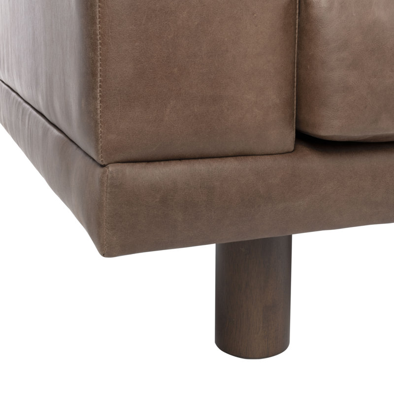 Canapé à accoudoirs carrés en cuir véritable 86,6 po