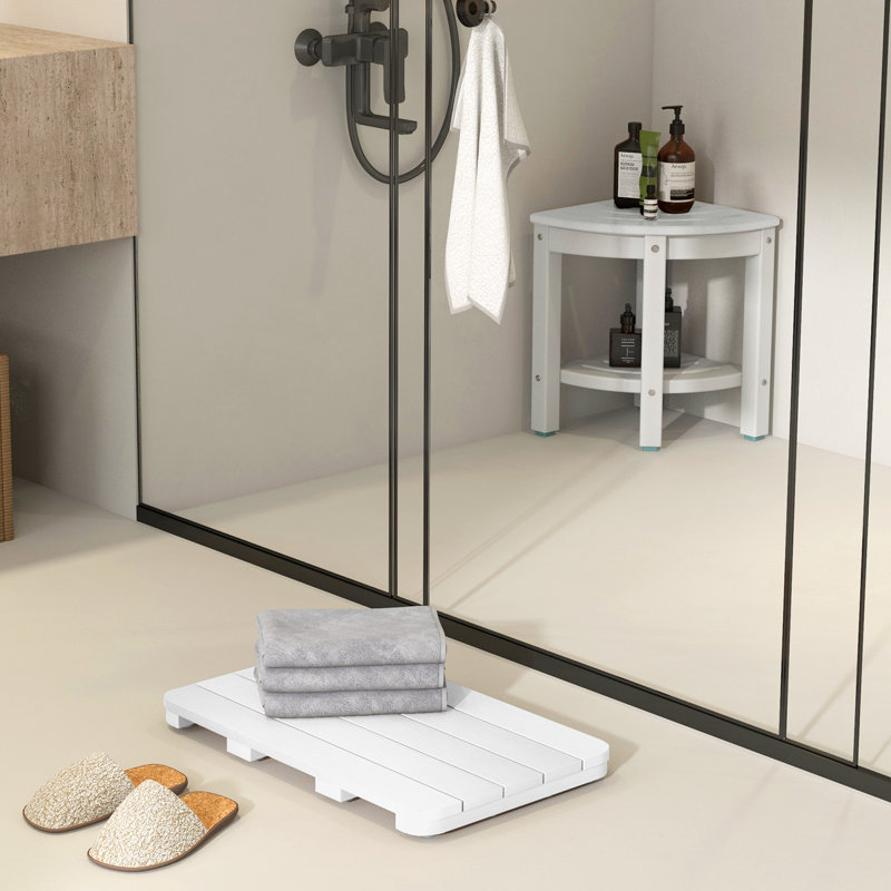 Tapis de bain en plastique / acrylique Prima avec envers antidérapant, L 13,5 po x L 21,5 po, Blanc