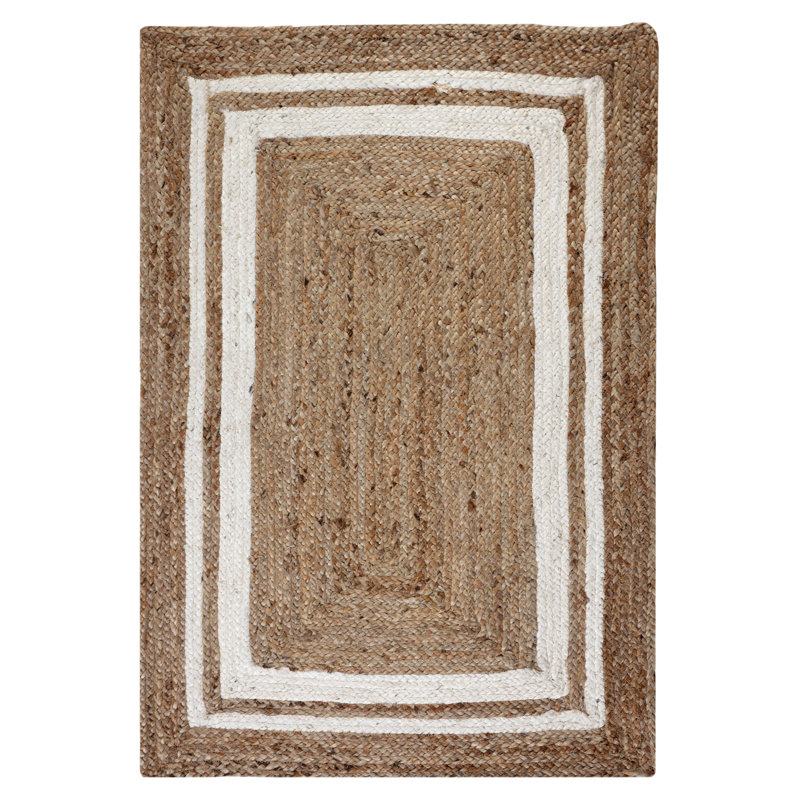 Foster Striped Jute / Sisal Hand Woven Area Rug, Rectangle 60 x 90cm