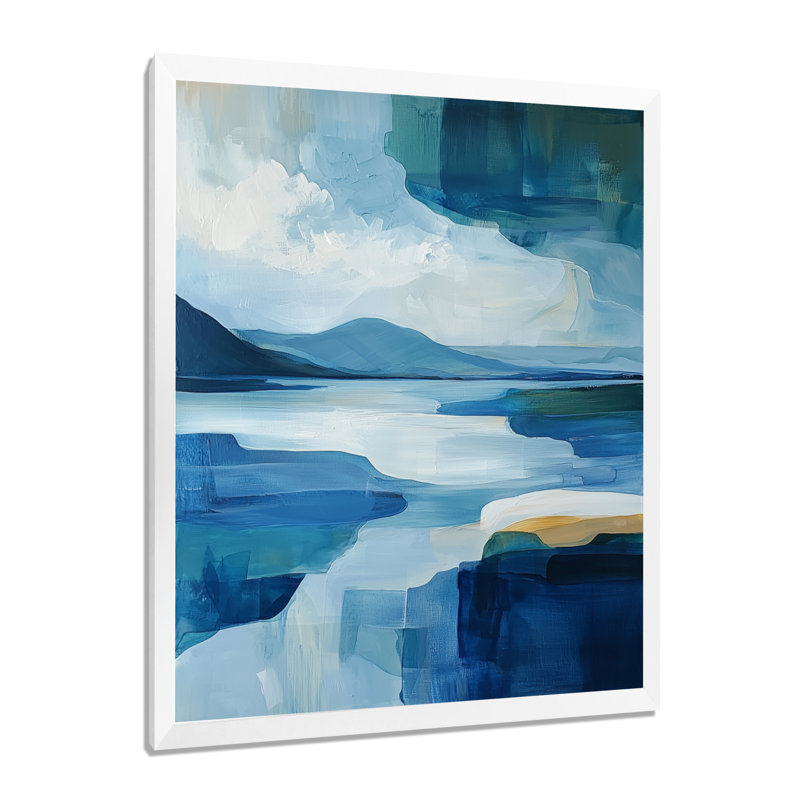 Nyri - Paysages, art mural, salon, H 44 po x l 34 po, Picture Framed, Blanc