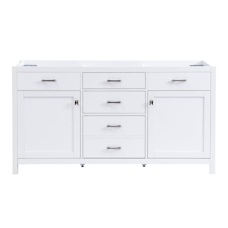 Meuble-lavabo moderne Kensington de 58,70 po avec 3 tiroirs, 2 portes d'armoire, une tablette ajustable et des ferrures à fermeture amortie (lavabo non inclus)