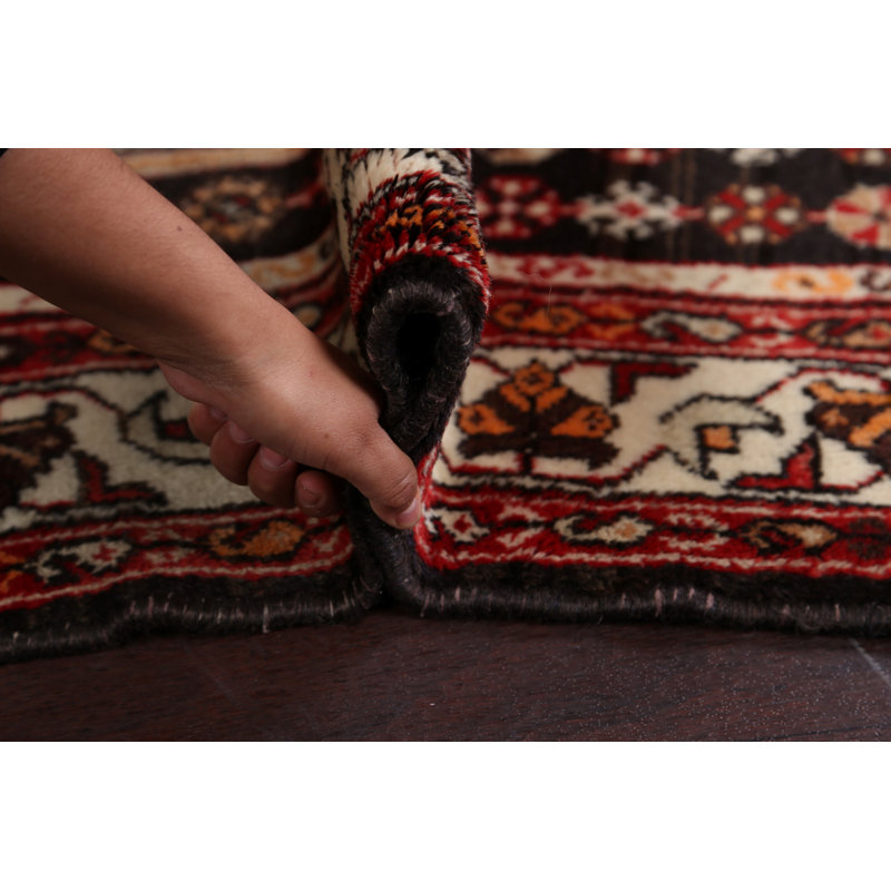 Tapis décoratif en laine de conception unique noué à la main de couleur rouge Hamedan de 4 pi 2 po x 6 pi 7 po Caillan