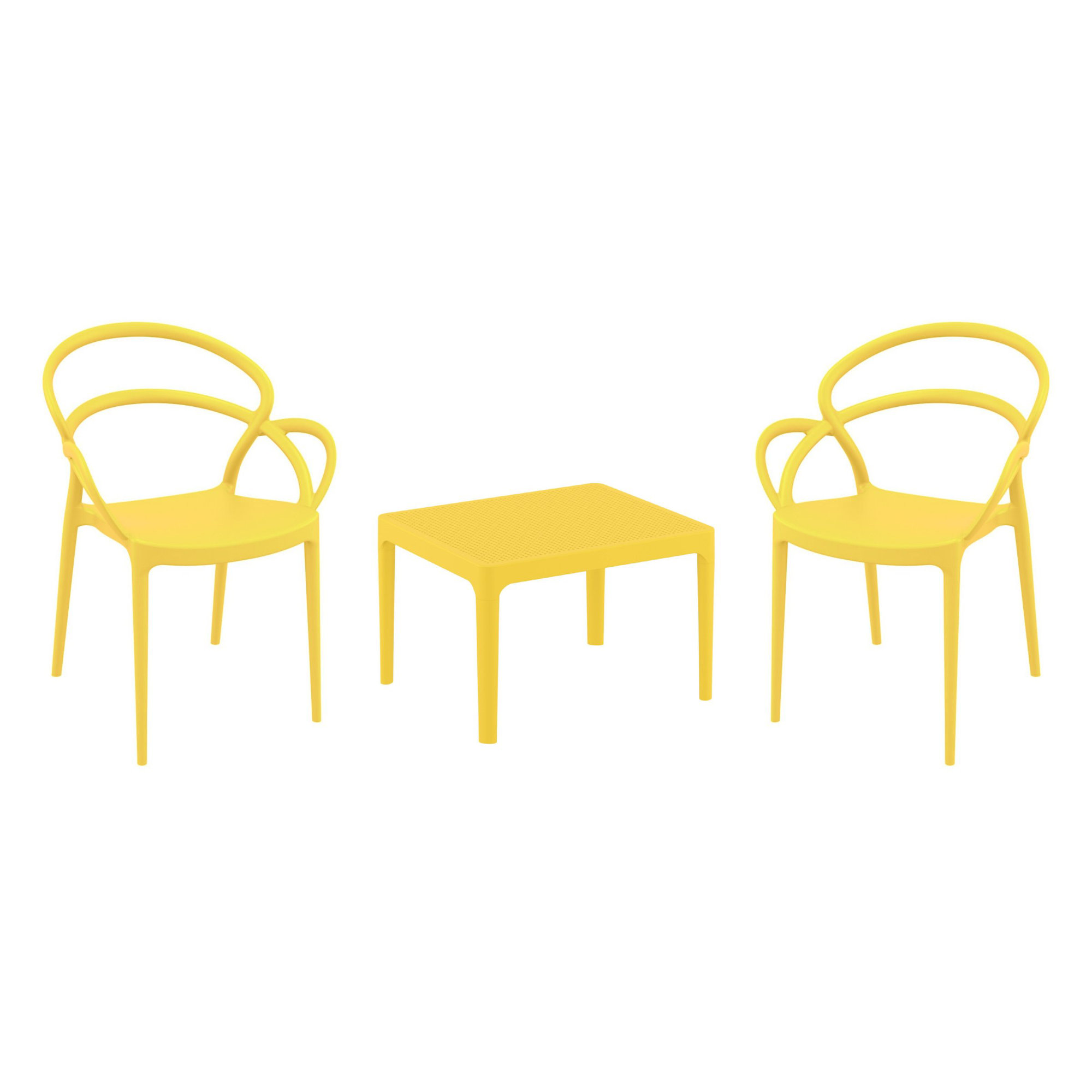 Farrah Mila Armchair 2 Person Seating Set, Yellow