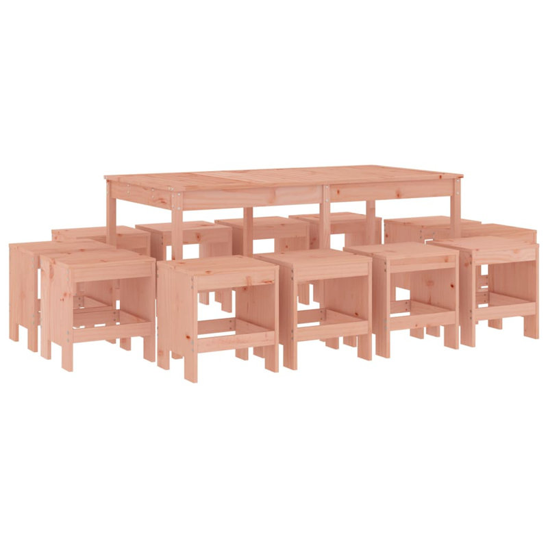 Addyline 12 - Person Wood Patio Dining Set with Rectangular Table, Pink Brown