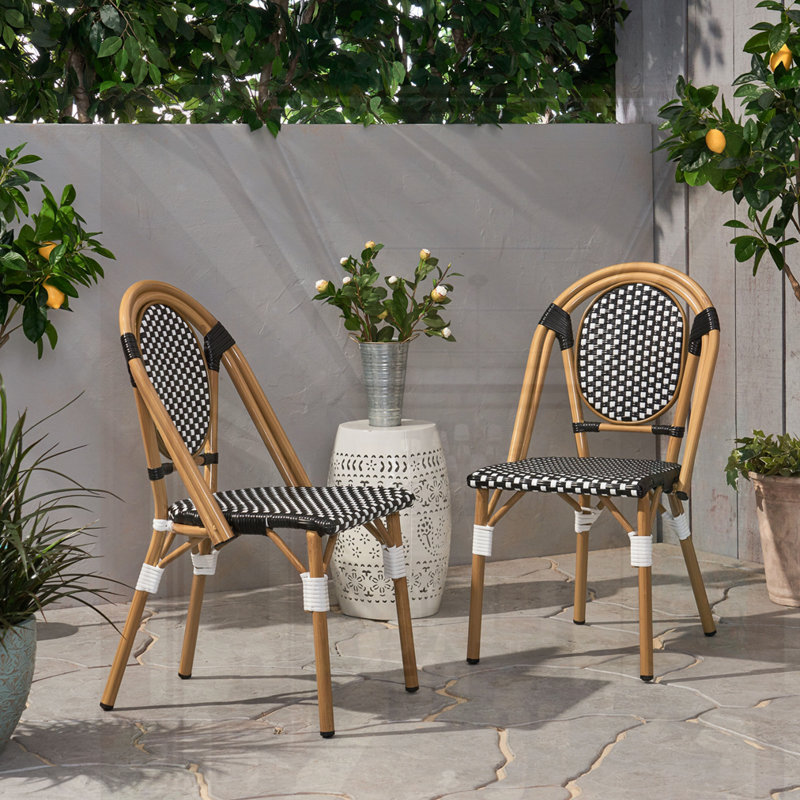 Chaises de bistro d'extérieur, Blanc/Noir