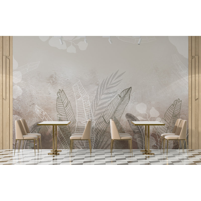 Leaf Wallpaper Floral Wall Mural, 114" L x 172" W